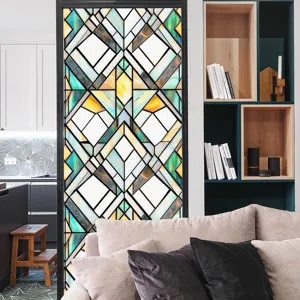 Stained glass window film decorative privacy static cling geometric window sticker for home