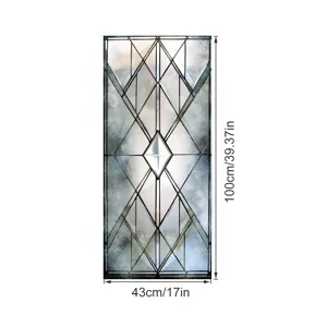 Decorative frosted glass window sticker with geometric diamond pattern, 43x100cm.