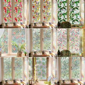 Rainbow Window Film Iridescent Static Cling Glass Sticker Decorative Privacy Window Decal For Home Bathroom