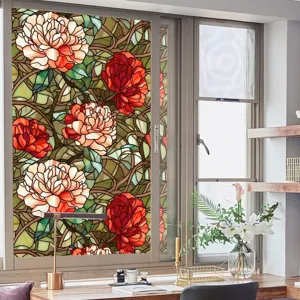 Film pour vitre en vitrail décoratif à fleurs autocollant d'intimité statique chic