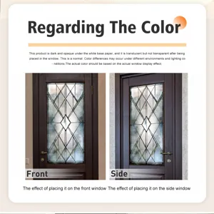 Frosted glass window sticker, static cling decorative film for home privacy and holiday decor.