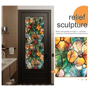 Film pour vitre en verre teinté style Tiffany autocollant décoratif texture relief 3D.