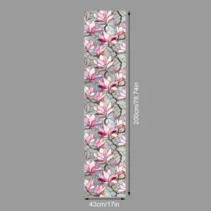 Film pour fenetre magnolia autocollant en verre adhesif decoratif floral intimite