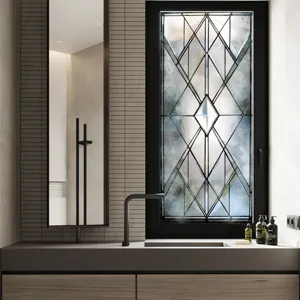 Static cling window film frosted glass sticker geometric decorative film for home decor