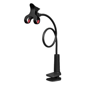 Dettaglio supporto telefono flessibile con morsetto robusto e cuscinetti in silicone.