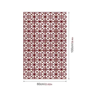 Gedetailleerd overzicht van geometrische raamfolie met traditioneel rasterpatroon en afmetingen.