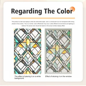 Window film color effect detail showing light transmission and translucent glass sticker.