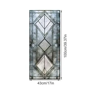 Frosted glass window film static cling decorative sticker geometric stained glass 43x100cm