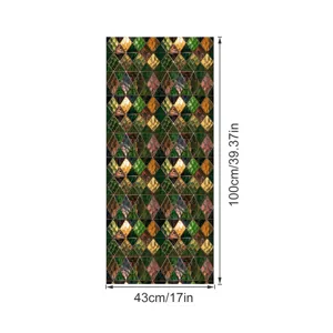 Vintage gebrandschilderd glas raamfolie diamant patroon statische glassticker 43x100cm