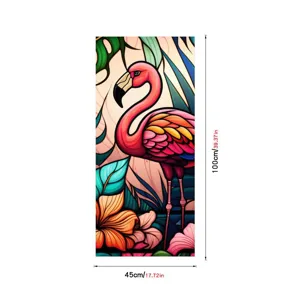 Colorful flamingo window film static cling tropical glass sticker 45x100cm home decor