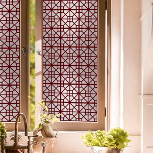 Rode geometrische raamfolie statisch glas privacy sticker decoratief voor thuis huis