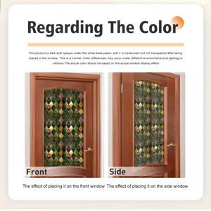 Retro gebrandschilderd glas raamsticker pvc statische hechting ruitjes patroon