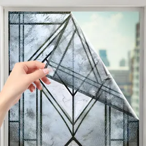 Frosted static window film geometric stained glass decal removable home glass sticker