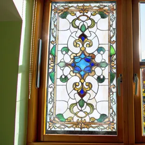 Viktorianische Buntglas Fensterfolie statische Haftung Vintage Glasaufkleber Heim Dekoration