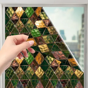 Retro glas in lood raamfolie geometrische ruit statische zelfklevende decoratieve privacyfolie