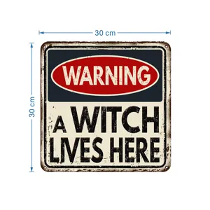 Vintage Halloween waarschuwing metalen bord wanddecoratie heks thema retro tin 30x30 cm