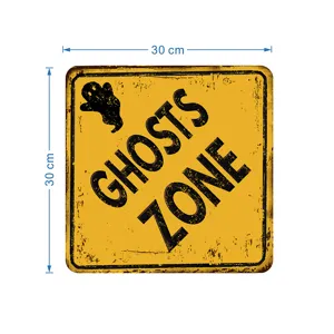 Halloween spook zone waarschuwing sticker, vintage retro metalen muurdecoratie 30 cm
