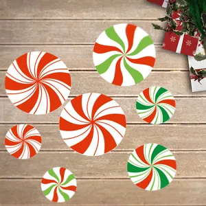 Christmas candy round tile stickers self adhesive wall decals non slip floor decor set