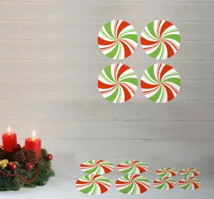 Christmas candy round self-adhesive tile stickers, non-slip wall and floor sticker decor.