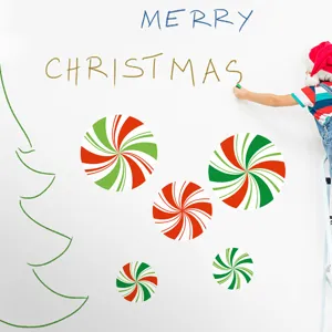 Nordic Christmas Candy Round Wall Stickers Self-Adhesive Festive Tile Decals Decor