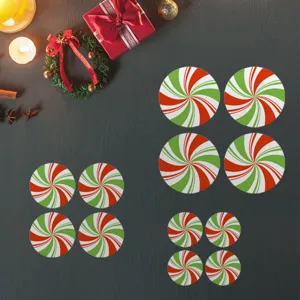 Christmas peppermint candy tile stickers round self adhesive floor wall decor details