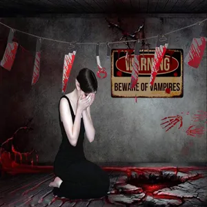 Halloween horror muurstickers bloederig waarschuwingsbord afneembare feest decoratie