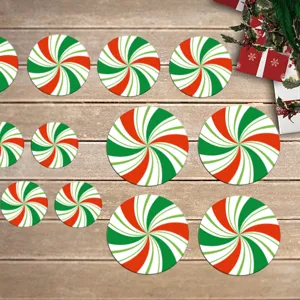 Stickers Muraux Bonbon de Menthe de Noël Autoadhésif PVC Amovible Pour Salon Fête