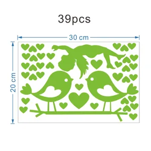 Autocollant mural lumineux ange romantique oiseaux cœur 39pcs décoration de maison