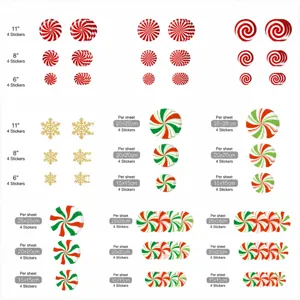 Christmas candy stickers waterproof self-adhesive floor tile wall decor festive style.
