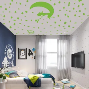 Autocollants muraux lumineux lune et etoiles phosphorescents pour decoration chambre enfant