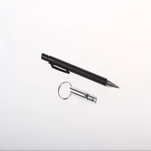 Ensemble de stylo tactique compact et sifflet de survie en métal pour urgence quotidienne.