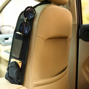 Car seat side organizer multi-functional hanging storage bag for auto interior accessories.