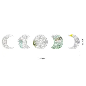 3D moon phase acrylic mirror wall sticker set, self-adhesive decorative wall art decals.