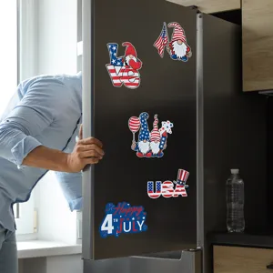 Adesivo magnetico gnomo del giorno dell'indipendenza americana decorazione per frigorifero.