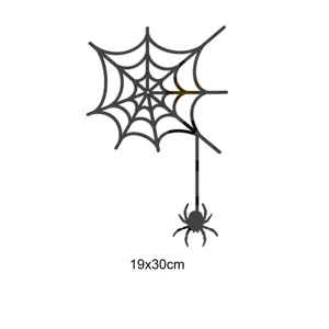 Detail view of the Halloween spider web acrylic mirror wall sticker for spooky party decor.