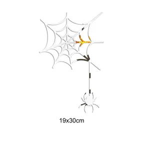 Details of the 3D acrylic mirror spider web wall sticker for Halloween party decoration.