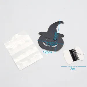 Halloween Kürbis Papierausschnitte DIY Party Deko Set mit Klebepunkten und schwarzem Faden.