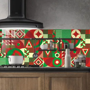 Natale cucina piastrella adesivo murale motivo geometrico impermeabile decorativo dettaglio