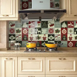 Adesivo per piastrelle da cucina di Natale impermeabile murale per decorazioni festive.