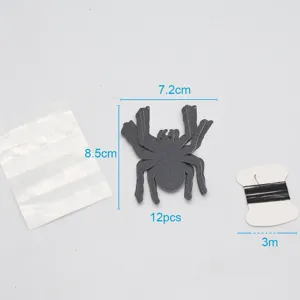 3D Perlpapier Spinne Halloween Deko Set Detailansicht mit 12 Stück und 3m Faden.