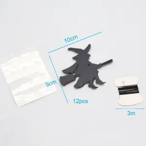 Halloween 3D Perlenpapier Hexen Banner Deko Set mit Klebepunkten und Schnur für Party.