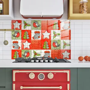 Natale cucina piastrella adesivo impermeabile sticker murale decorazione festiva casa