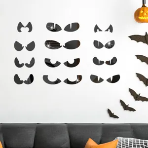 Halloween acrylic mirror wall stickers, 3D self-adhesive spooky peeping eyes decor.