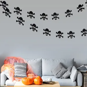 Halloween Totenkopf Girlande 3D Papier Wimpelkette fuer Gruselparty Wanddekoration Deko.