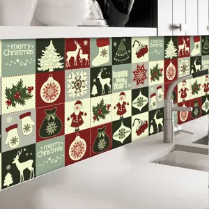 Adesivo piastrelle cucina Natale impermeabile carta da parati decorazione feste
