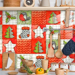 Adesivo per piastrelle cucina Natale, murale impermeabile PVC per decorazione festiva casa.