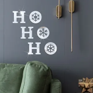 Fiocco di Neve di Natale Babbo Natale Acrilico Specchio Adesivo Murale Decorazione Festiva per la Casa Decals