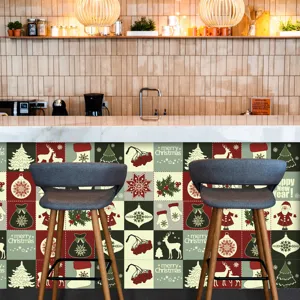 Adesivo per piastrelle da cucina di natale impermeabile adesivo murale carta da parati decorativa