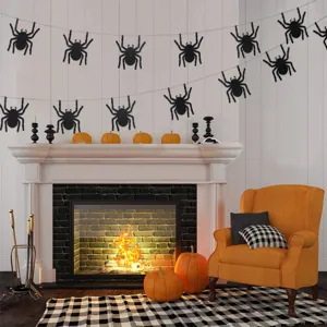 Halloween schwarze Papier Spinne Girlande Banner für gruselige Party Hintergrund Wand