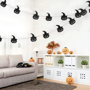 Halloween schwarze Hexenhut Kürbis Hängend Banner Party Wanddekoration DIY Feiertag Kulisse.